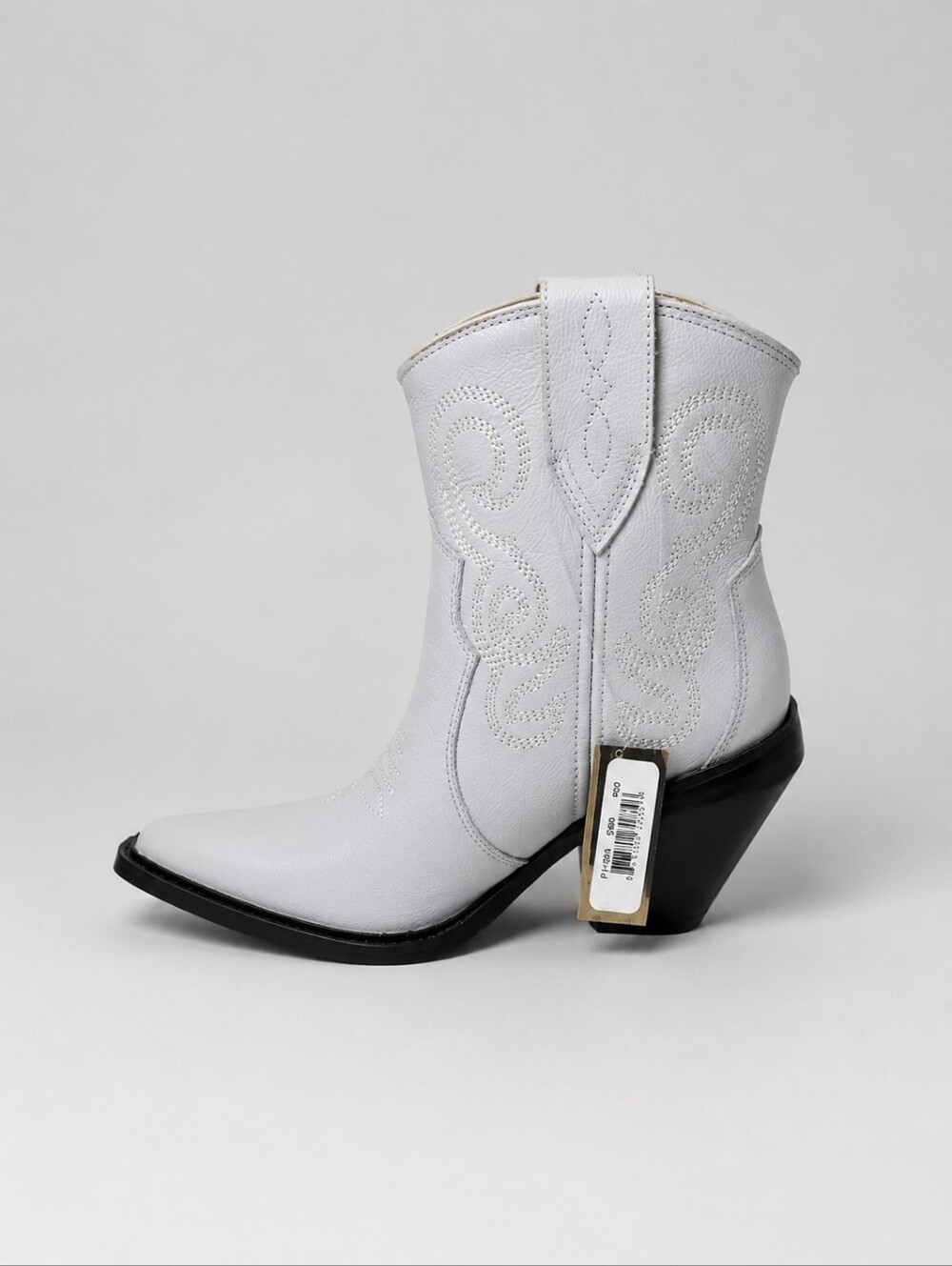 Dingo Western Ankle Boots Womens Size 6 White Embroidered Cowboy Booties Block - Picture 7 of 11